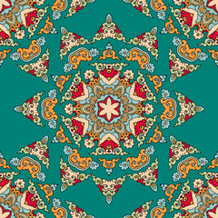 Vector seamless pattern ethnic style background. Vintage decorative texture for wallpapers, backgrounds and page fill. Indian, arabic motive.