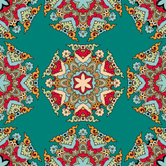 Vector seamless pattern ethnic style background. Vintage decorative texture for wallpapers, backgrounds and page fill. Indian, arabic motive.