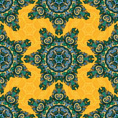 Vector seamless pattern ethnic style background. Vintage decorative texture for wallpapers, backgrounds and page fill. Indian, arabic motive.