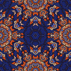 Vector seamless pattern ethnic style background. Vintage decorative texture for wallpapers, backgrounds and page fill. Indian, arabic motive.