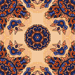 Vector seamless pattern ethnic style background. Vintage decorative texture for wallpapers, backgrounds and page fill. Indian, arabic motive.