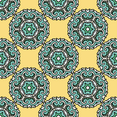 Vector seamless pattern ethnic style background. Vintage decorative texture for wallpapers, backgrounds and page fill. Indian, arabic motive.