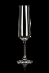 flute glass isolated on black