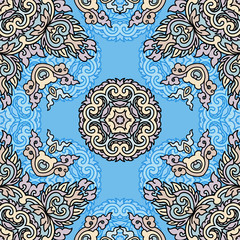 Vector seamless pattern ethnic style background. Vintage decorative texture for wallpapers, backgrounds and page fill. Indian, arabic motive.