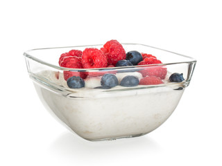 fruit yoghurt isolated on white