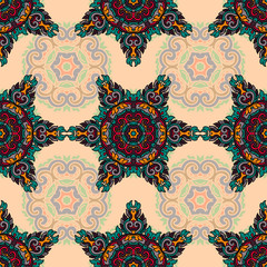 Vector seamless pattern ethnic style background. Vintage decorative texture for wallpapers, backgrounds and page fill. Indian, arabic motive.
