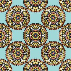 Vector seamless pattern ethnic style background. Vintage decorative texture for wallpapers, backgrounds and page fill. Indian, arabic motive.