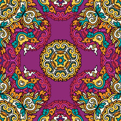 Vector seamless pattern ethnic style background. Vintage decorative texture for wallpapers, backgrounds and page fill. Indian, arabic motive.