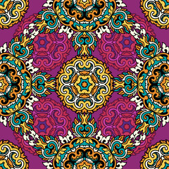 Vector seamless pattern ethnic style background. Vintage decorative texture for wallpapers, backgrounds and page fill. Indian, arabic motive.