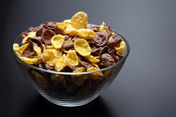 colored corn flakes in a bowl.