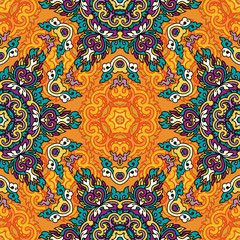 Vector seamless pattern ethnic style background. Vintage decorative texture for wallpapers, backgrounds and page fill. Indian, arabic motive.