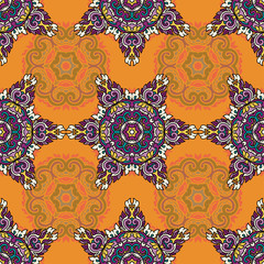 Vector seamless pattern ethnic style background. Vintage decorative texture for wallpapers, backgrounds and page fill. Indian, arabic motive.