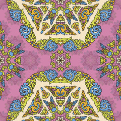 Vector seamless pattern ethnic style background. Vintage decorative texture for wallpapers, backgrounds and page fill. Indian, arabic motive.