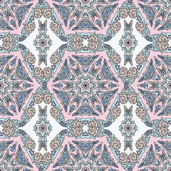 Vector seamless pattern ethnic style background. Vintage decorative texture for wallpapers, backgrounds and page fill. Indian, arabic motive.