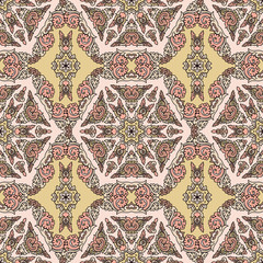 Vector seamless pattern ethnic style background. Vintage decorative texture for wallpapers, backgrounds and page fill. Indian, arabic motive.