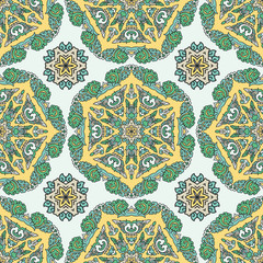 Vector seamless pattern ethnic style background. Vintage decorative texture for wallpapers, backgrounds and page fill. Indian, arabic motive.