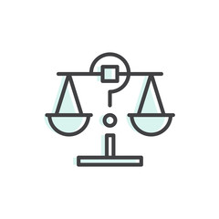 Vector Icon Style Illustration Card Logo of Justice, Decision Making, Balance Comparison Concept, isolated simple object