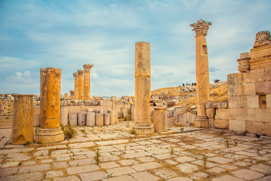 Roman ancient ruins, city of Jerash, Jordan