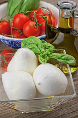 Organic buffalo mozzarella with fresh tomatoes and olive oil