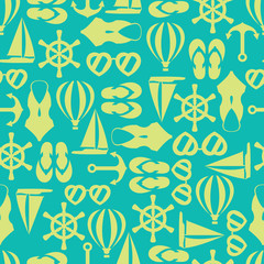 Vector illustration of seamless pattern with summer symbols