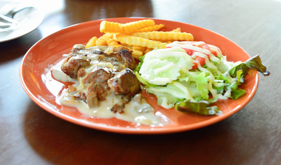 pork steak with mushroom cream sauce
