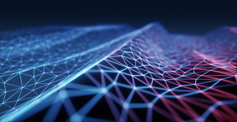 Fototapeta 3D illustration, concept image. Embossed mesh representing internet connections in cloud computing. obraz