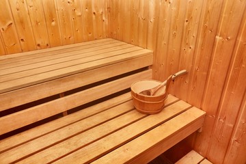 Fototapeta na wymiar Sauna wooden interior