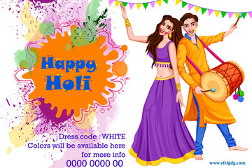 Obraz na płótnie Canvas Indian people celebrating color festival of India Holi