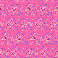 
vector flowers pattern Seamless children's pink background, romantic, bright