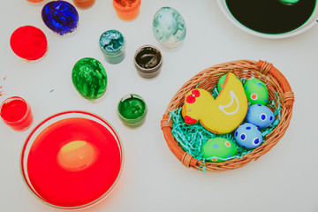 painting eggs for easter holiday