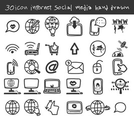 internet social media icon hand drawn art illustration