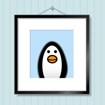 Single Penguin in Picture Frame