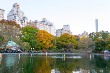 Conservatory water in Central Park by fifth avenue and 74th