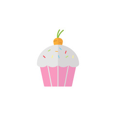Easter cake with carrot flat icon, religion & holiday elements, Easter sweets, a colorful solid pattern on a white background, eps 10.
