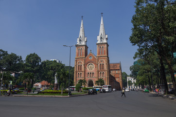 Fototapeta na wymiar Saigon Notre-Dame Cathedral Basilica (Basilica of Our Lady of The Immaculate Conception) in Ho Chi Minh city, Vietnam.