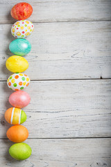 Easter eggs on wooden