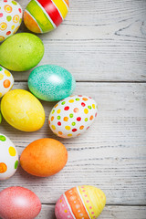 Easter eggs on wooden