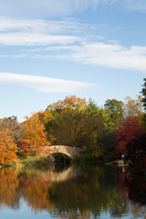 Gapstow bridge in a colorfull fall morning