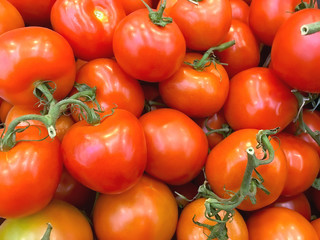 Ripe red tomatoes chili closeup