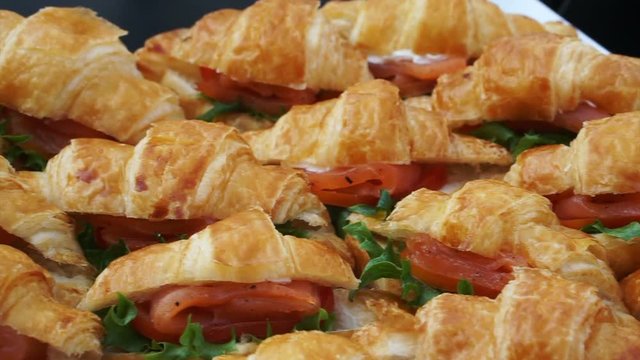 Sandwich croissant,Sandwich with ham,cheese and vegetables