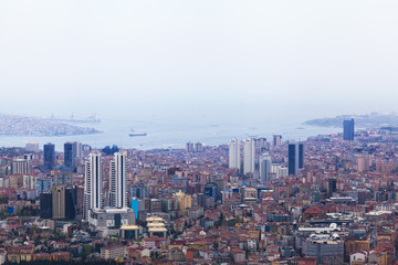 Fototapeta na wymiar Istanbul aerial view. Panorama of modern part of the city.