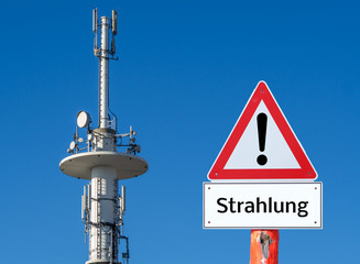 Sendemast Warnschild Strahlung