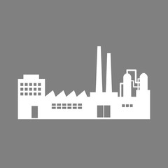 White factory vector icon on grey background