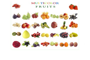 set of fruits and vegetables as background