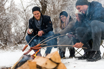 Making a barbecue in winter