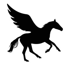 Fototapeta na wymiar Pegasus vector symbol. Black on white
