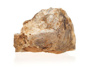 Clastic limestone on white background