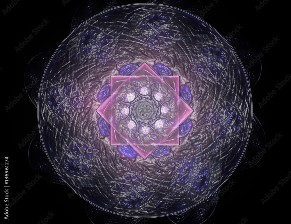Poster lacy colorful clockwork pattern. digital fractal art design. abs