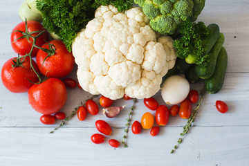 Composition with raw vegetables.