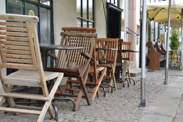 Fototapeta na wymiar Copenhagen Denmark coffee shop chair and table